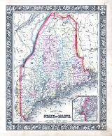 Maine, World Atlas 1864 Mitchells New General Atlas